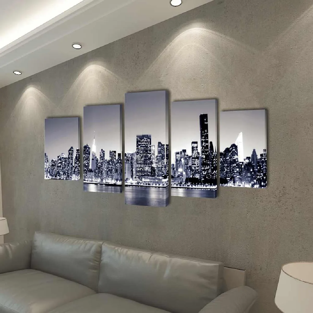 Vidaxl Set De Toiles Murales Imprimées Horizon De New York Monochrome - Image 3