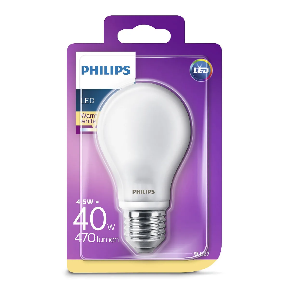 Philips ampoule LED E27 standard - blanc chaud