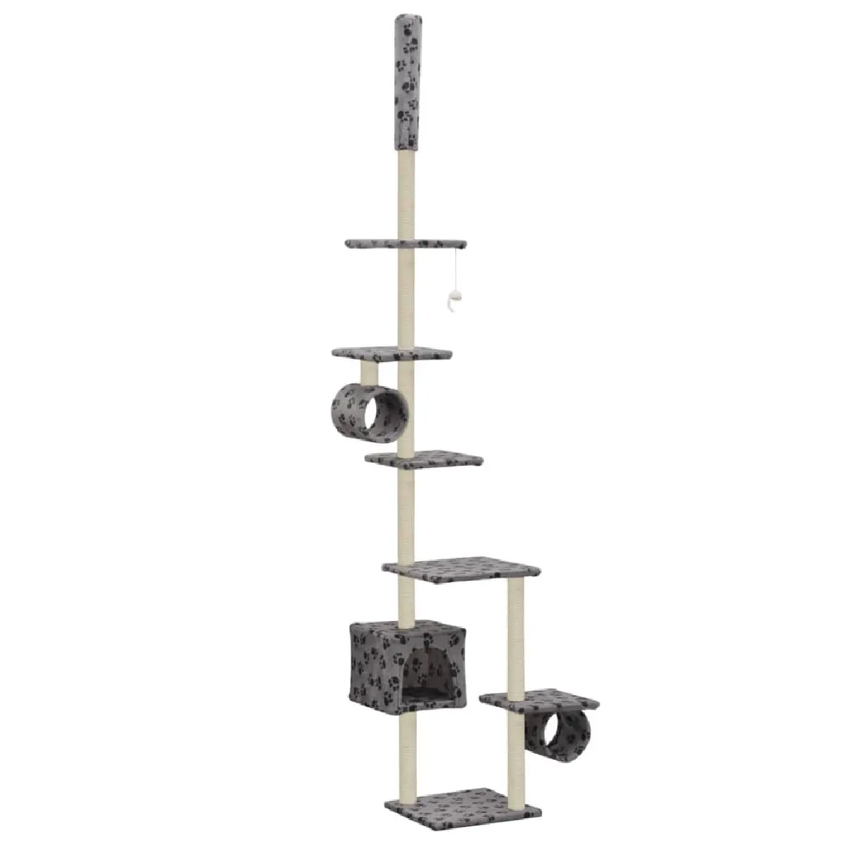 Arbre &agrave; chat 260 cm - Gris motif pattes