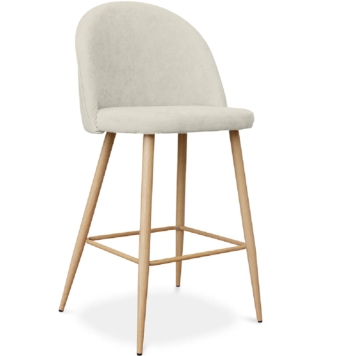 Tabouret tapissé en tissu - design scandinave - 66cm - Evelyne Beige Tabouret tapissé en tissu - design scandinave - 66cm - Evelyne Beige