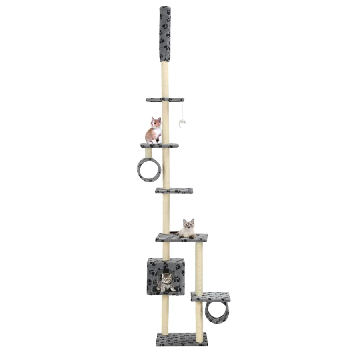 VIDAXL  Arbre &Agrave; Chat Avec Griffoirs En Sisal 260 Cm Gris Motif Pattes