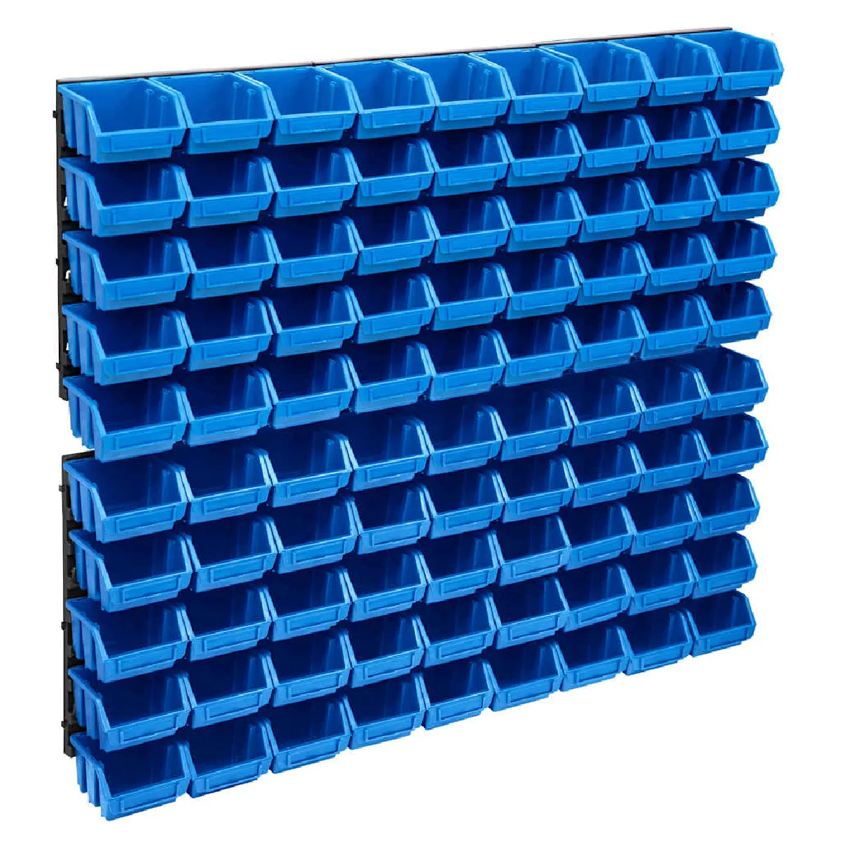 Non Communiqué Bleu Kit De Bacs De Stockage - Vidaxl - 96 Pcs - 6 Panneaux Muraux - Boîtes Empilables - Plastique - Image 3