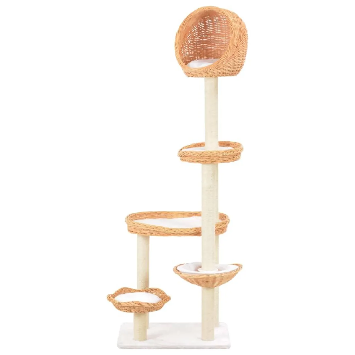 Arbre &agrave; chat griffoir grattoir niche jouet animaux peluch&eacute; en sisal naturel bois de saule