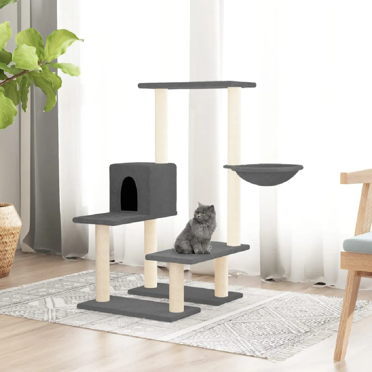 Vidaxl 171641 Arbre à chat avec griffoirs en sisal Gris foncé 945 cm