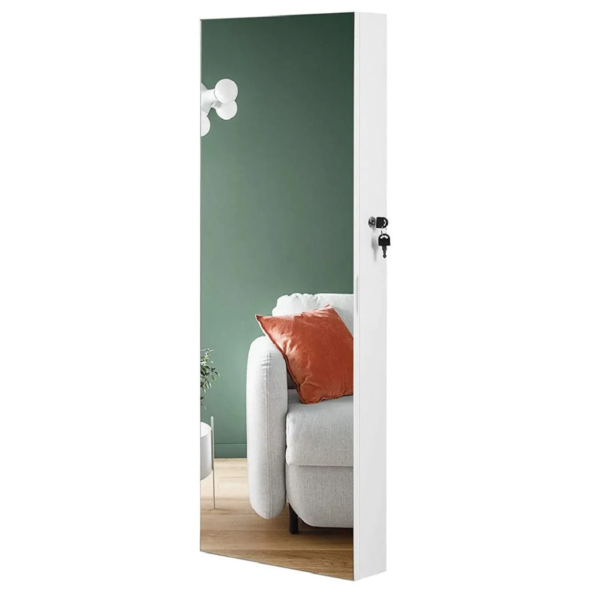Helloshop26 Armoire à bijoux murale avec miroir - Blanc Helloshop26 Armoire à bijoux murale avec miroir - Blanc