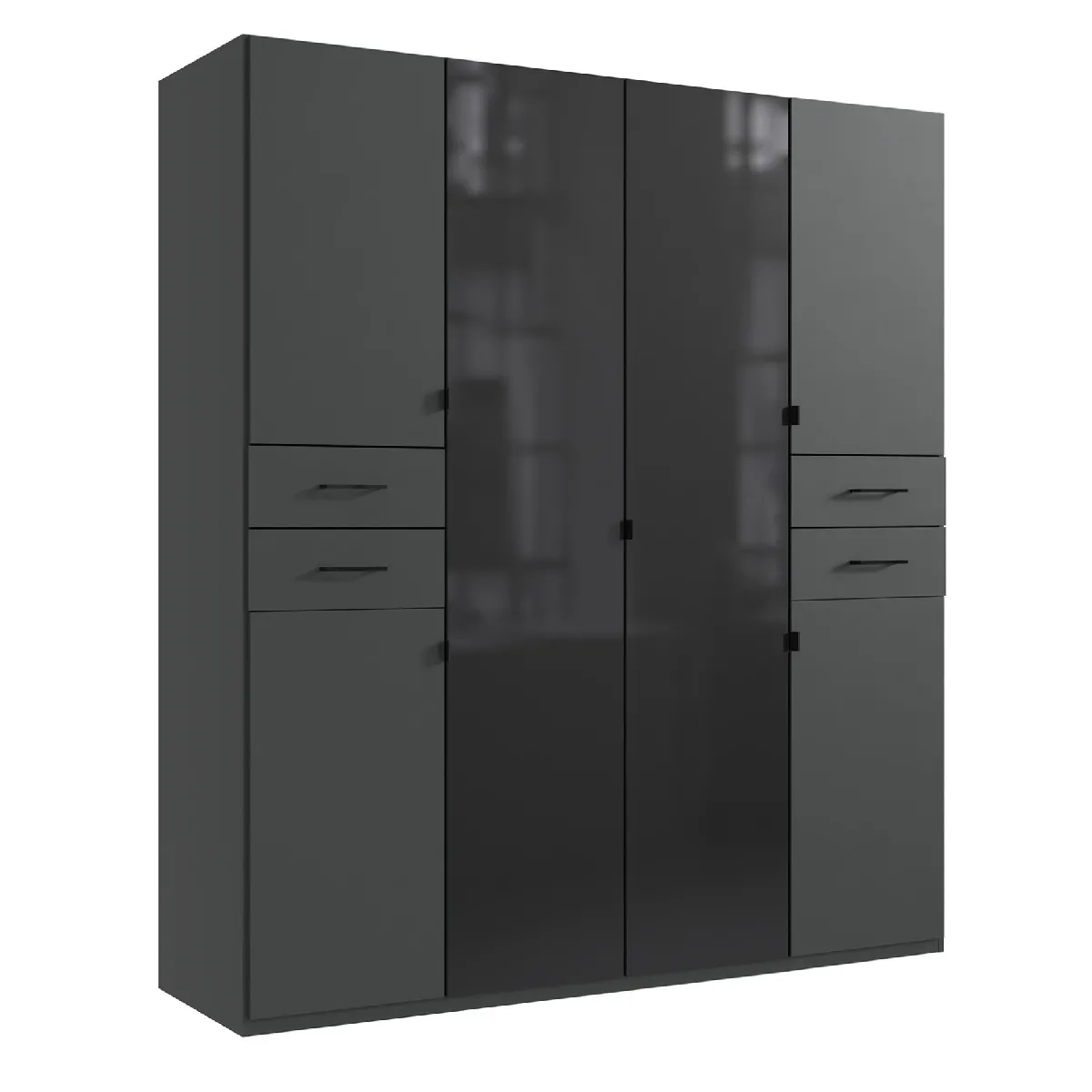 Pegane Armoire penderie avec tiroirs - Graphite