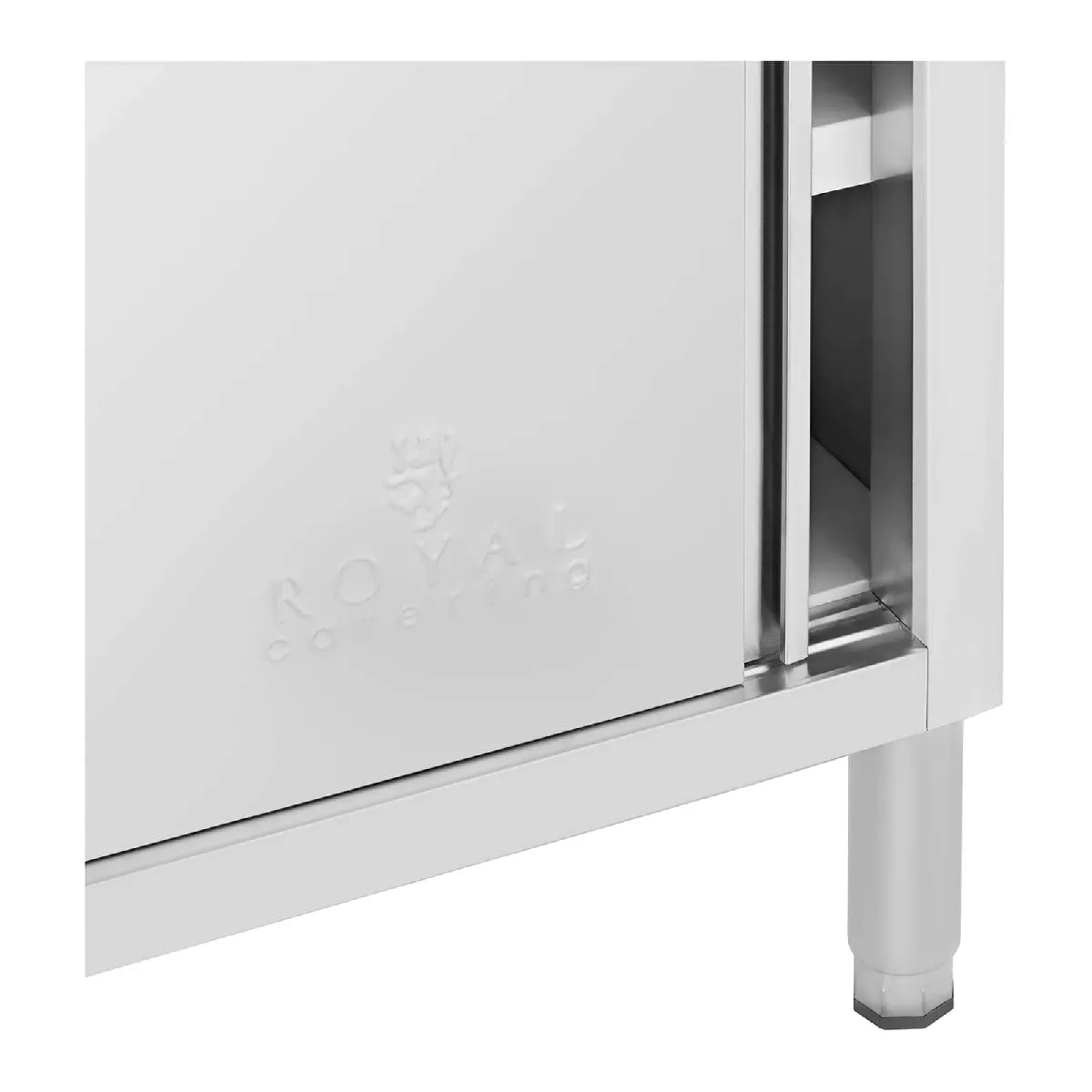 Helloshop26 Meuble bas inox portes coulissantes - Gris