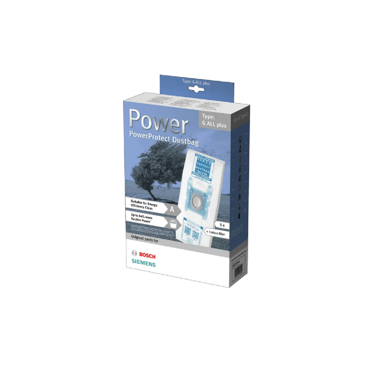 Sac D'Aspirateur Bosch 00577549 – Type G ALL PLUS, Filtration Haute Performance