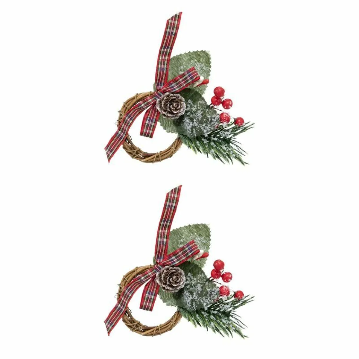 Générique Marron/Vert Lot De 2 Ronds De Serviette