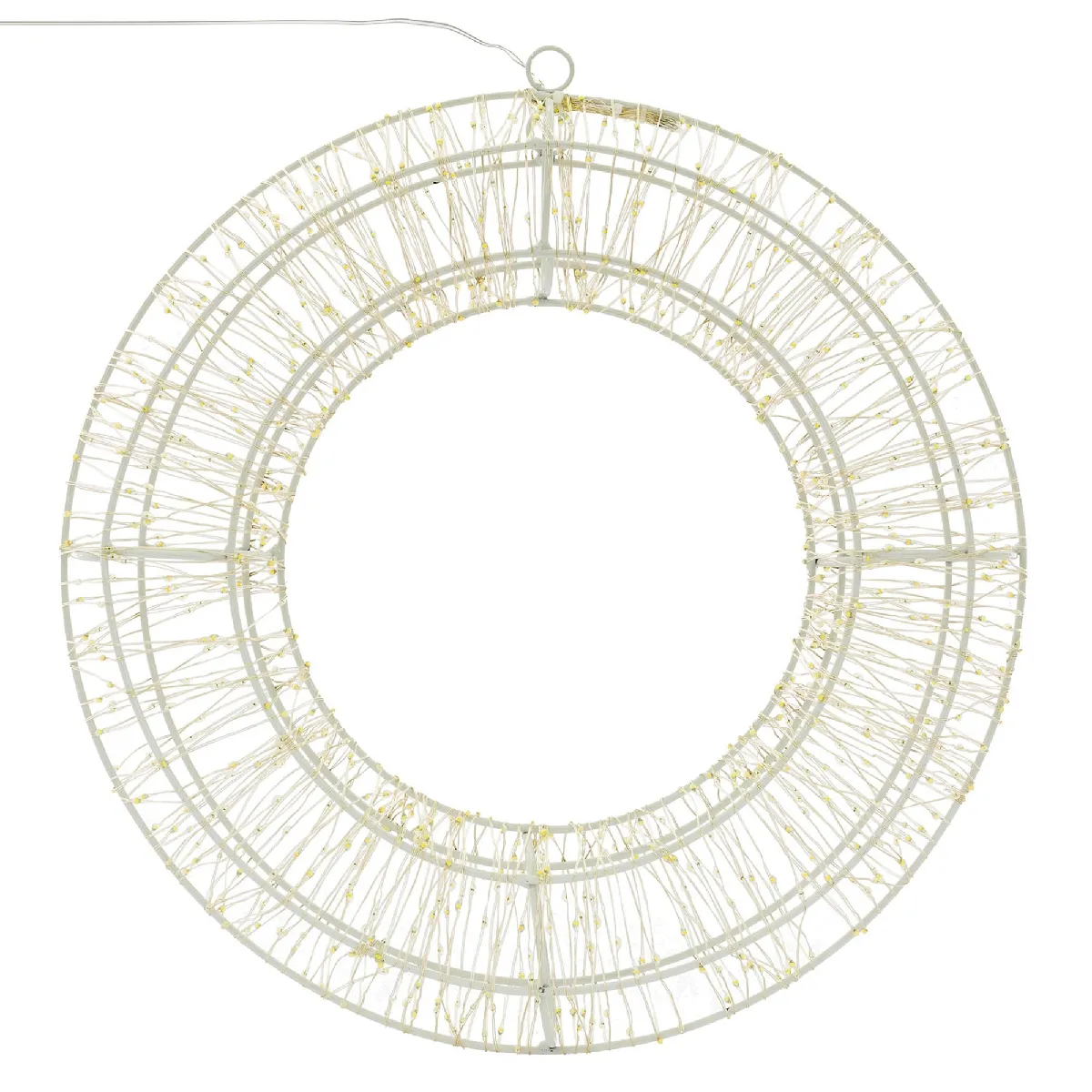 Ecd Germany Blanc Couronne Led De Noël - 38 Cm