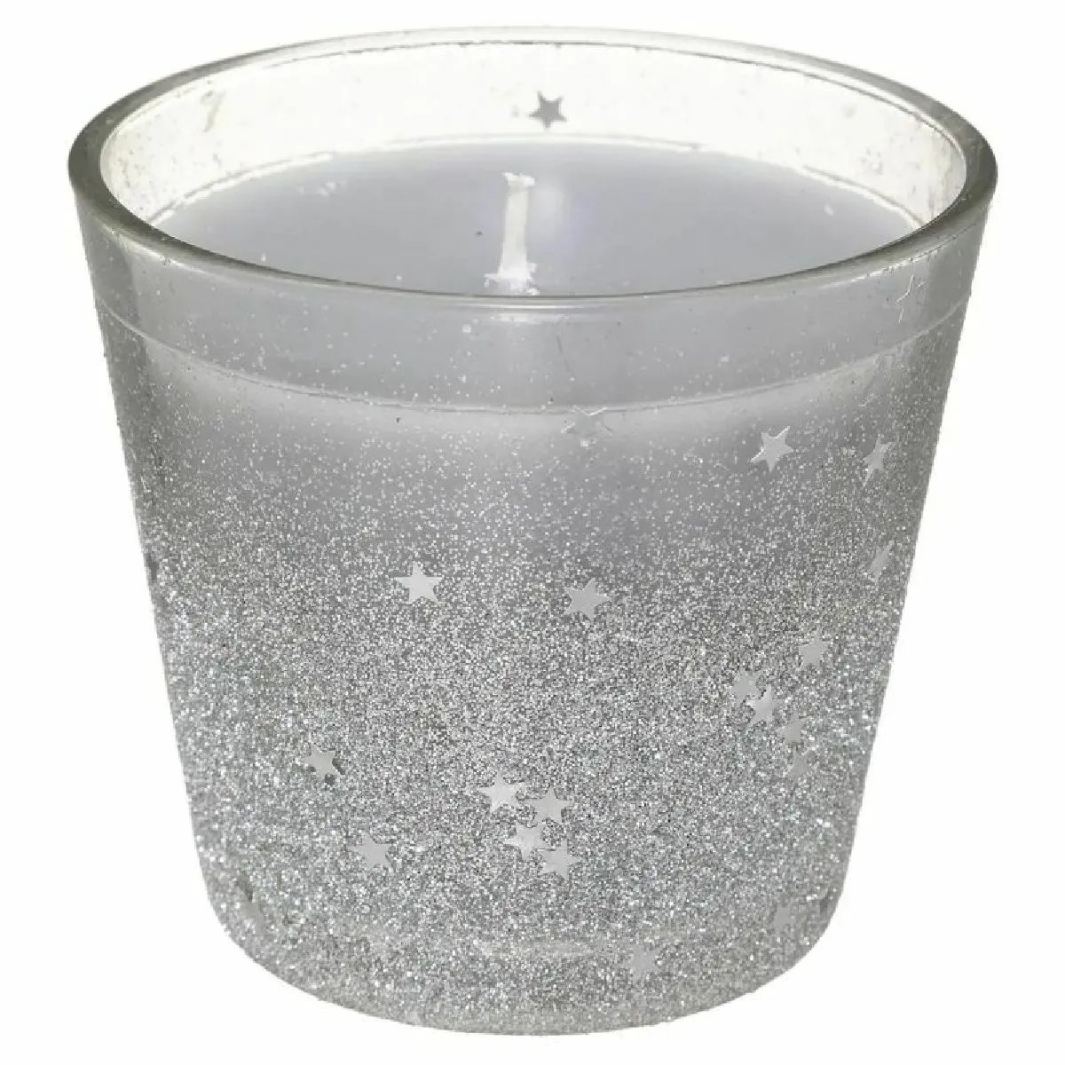 Générique Argent Bougie Verre Paillettes Étoiles