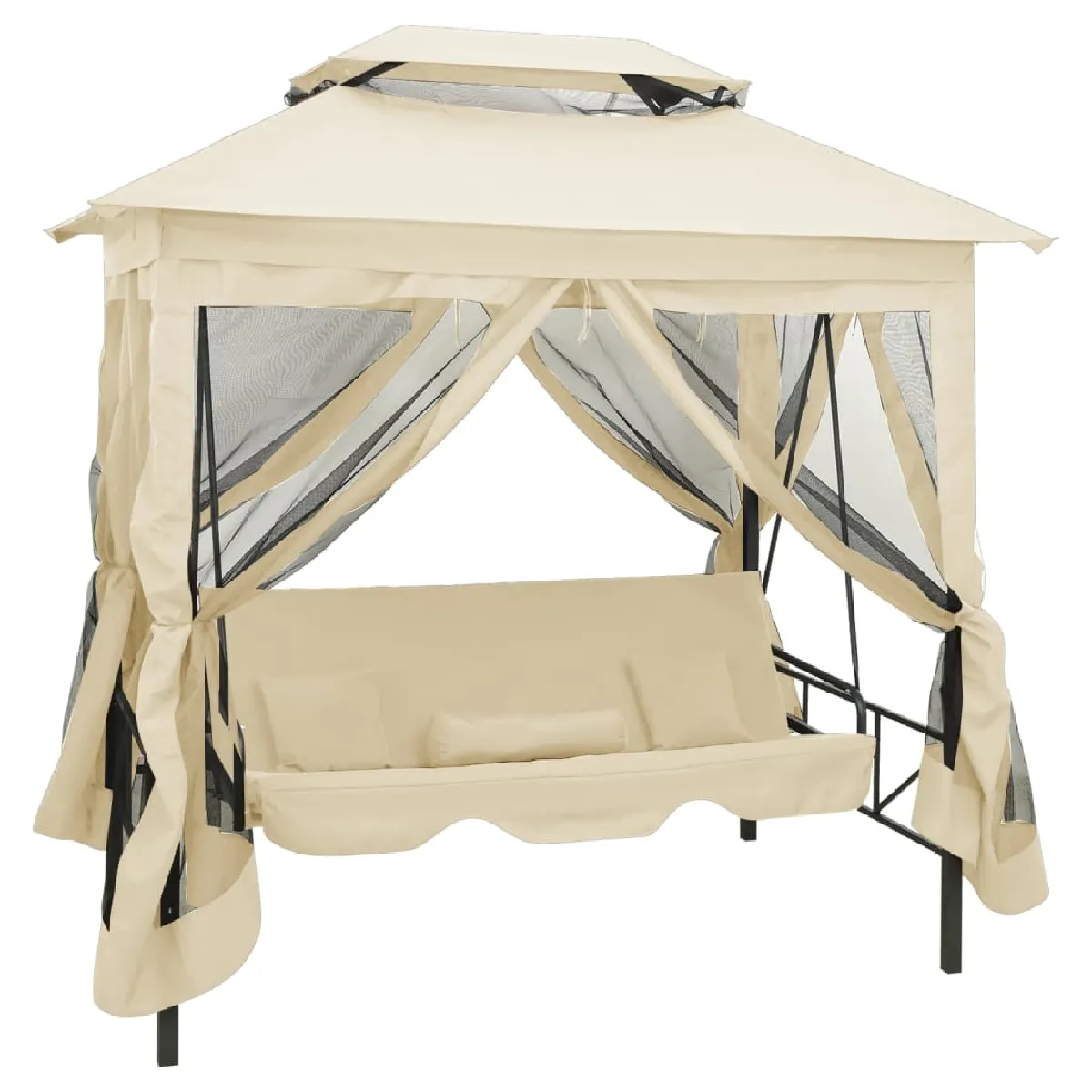 VIDAXL  Belv&eacute;d&egrave;re convertible en balancelle Blanc cr&egrave;me
