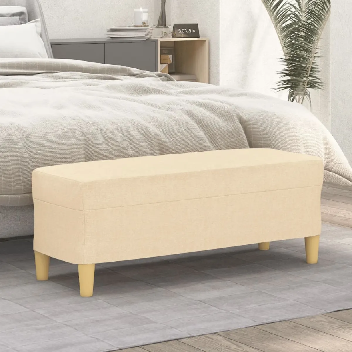 Non Communiqué Crème Banc 100X35x41 Cm Tissu - Image 3