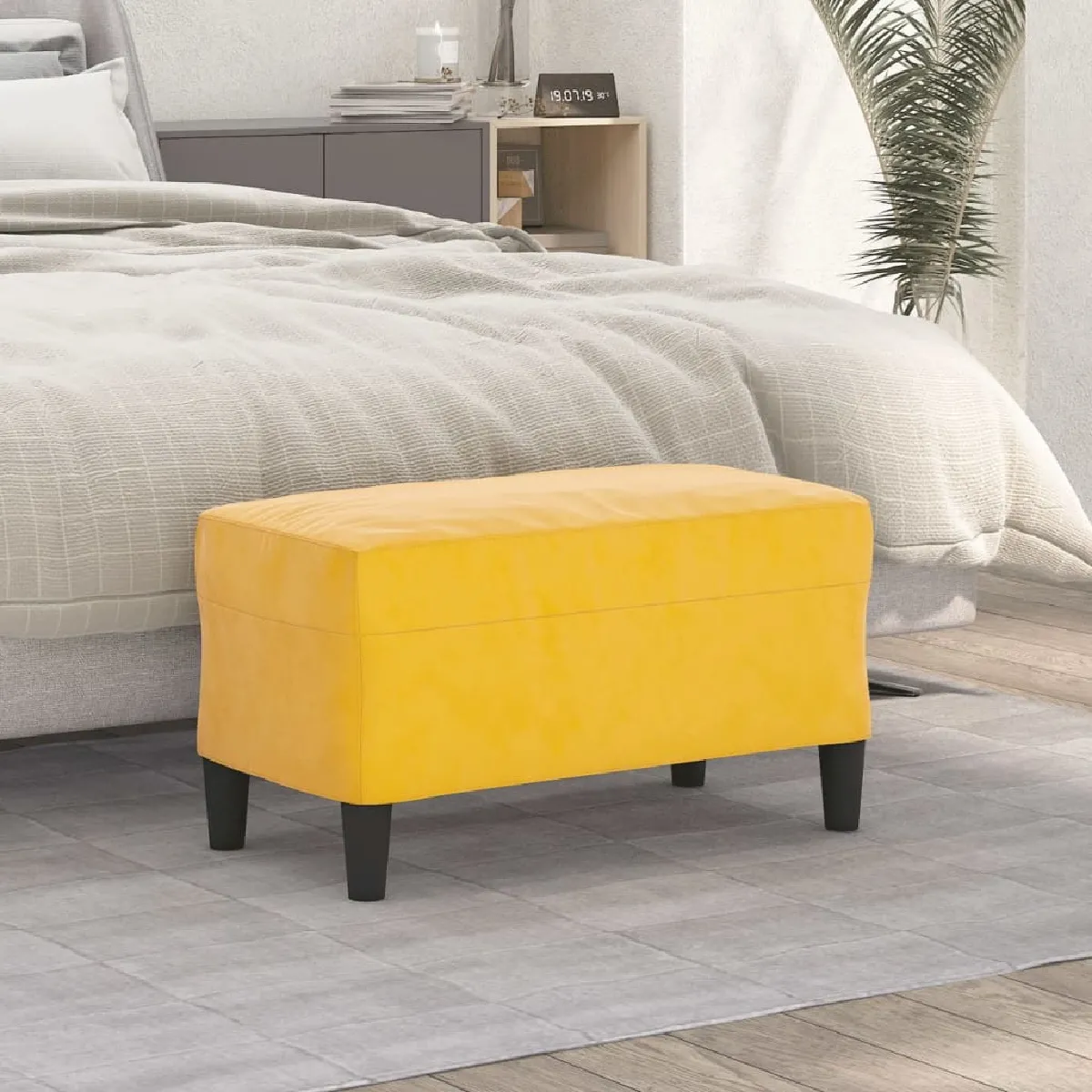 vidaXL - Banc - Velours - Jaune - 70x35x41 cm - Image 3