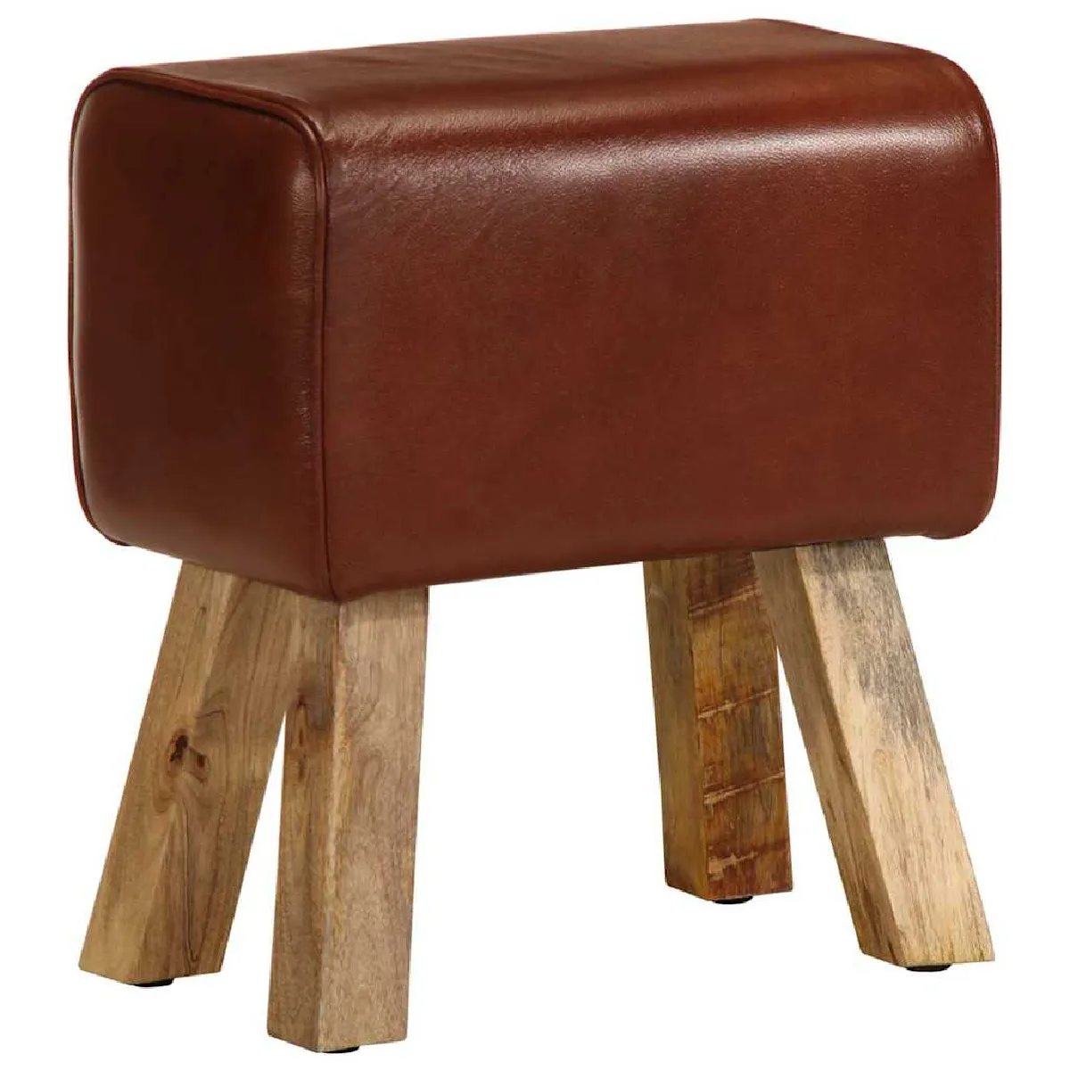 Non Communiqué Brun Banc Saut De Cheval 38 Cm Marron Cuir Véritable Et Manguier - Image 3