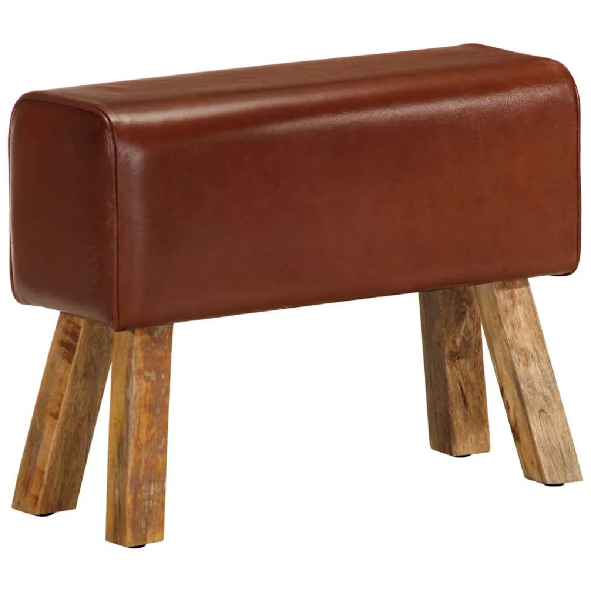 Non Communiqué Brun Banc Saut De Cheval 58 Cm Marron Cuir Véritable Et Manguier - Image 3