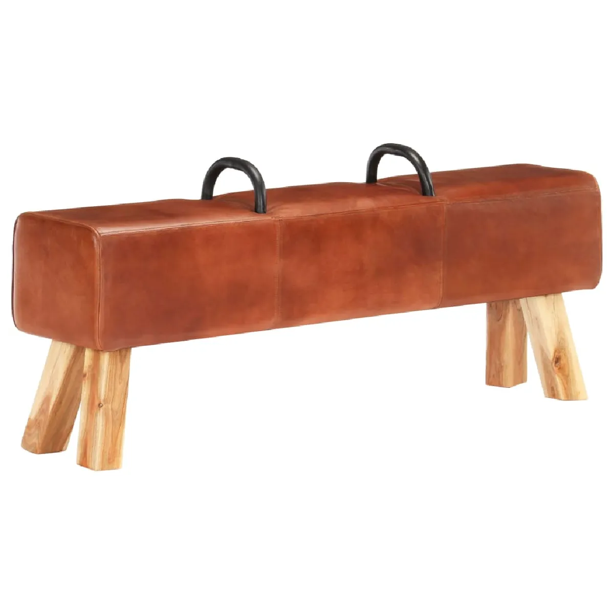 Non Communiqué Marron Banc Cheval D Arçon Vintage Cuir Véritable De Chèvre - Image 3
