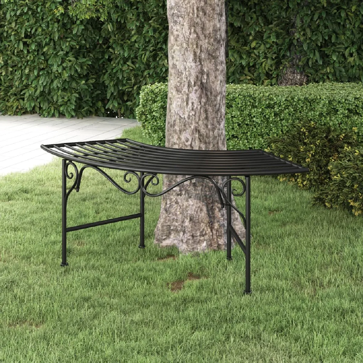 vidaXL Banc tour d'arbre 113 cm acier