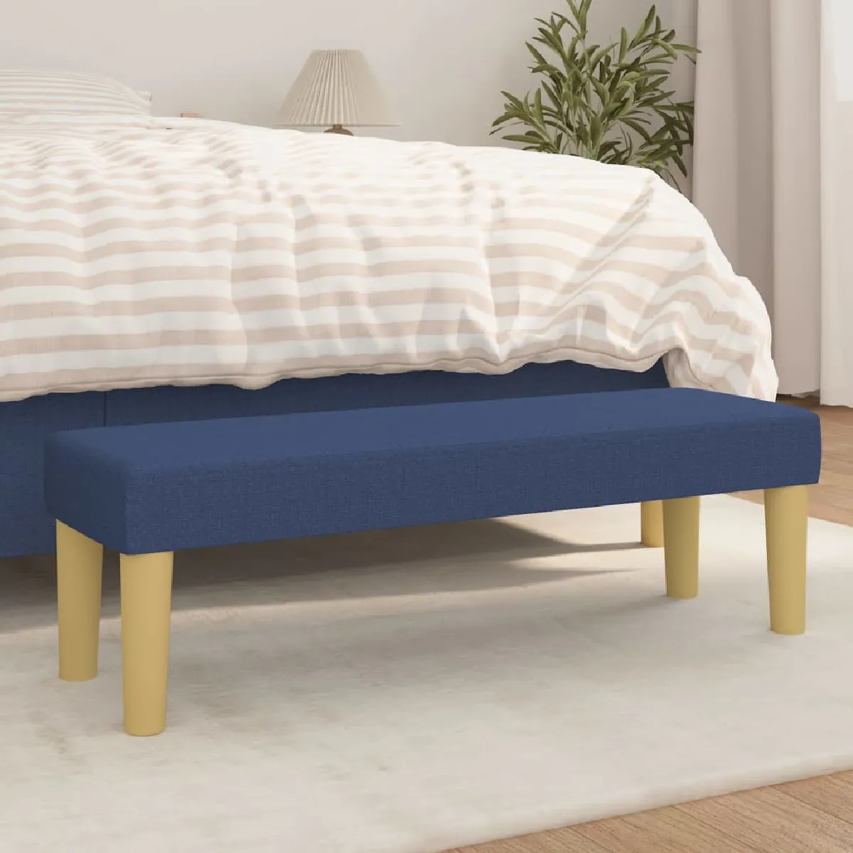 Vidaxl Bleu Banc 100 Cm Tissu