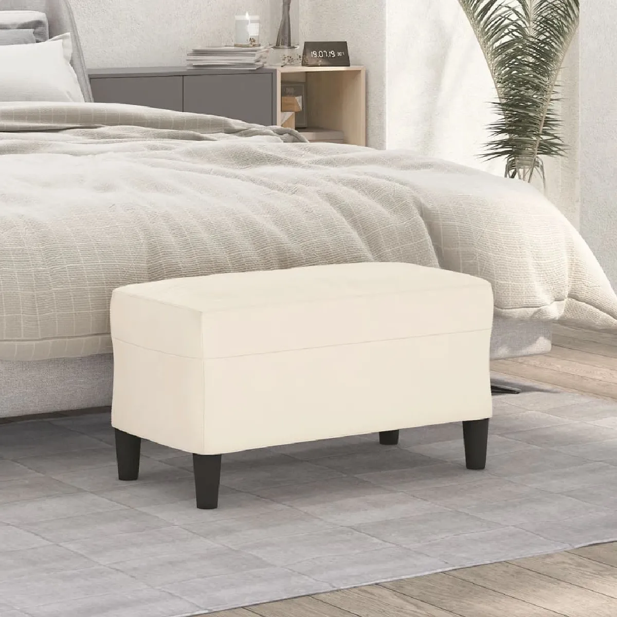 Non Communiqué Crème Vidaxl Banc 70X35x41 Cm Velours349405 - Image 2