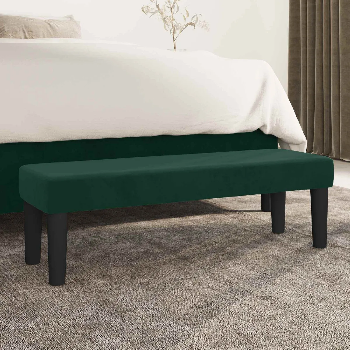 Vidaxl Vert Banc Foncé 100X30x30 Cm Velours346669 - Image 2
