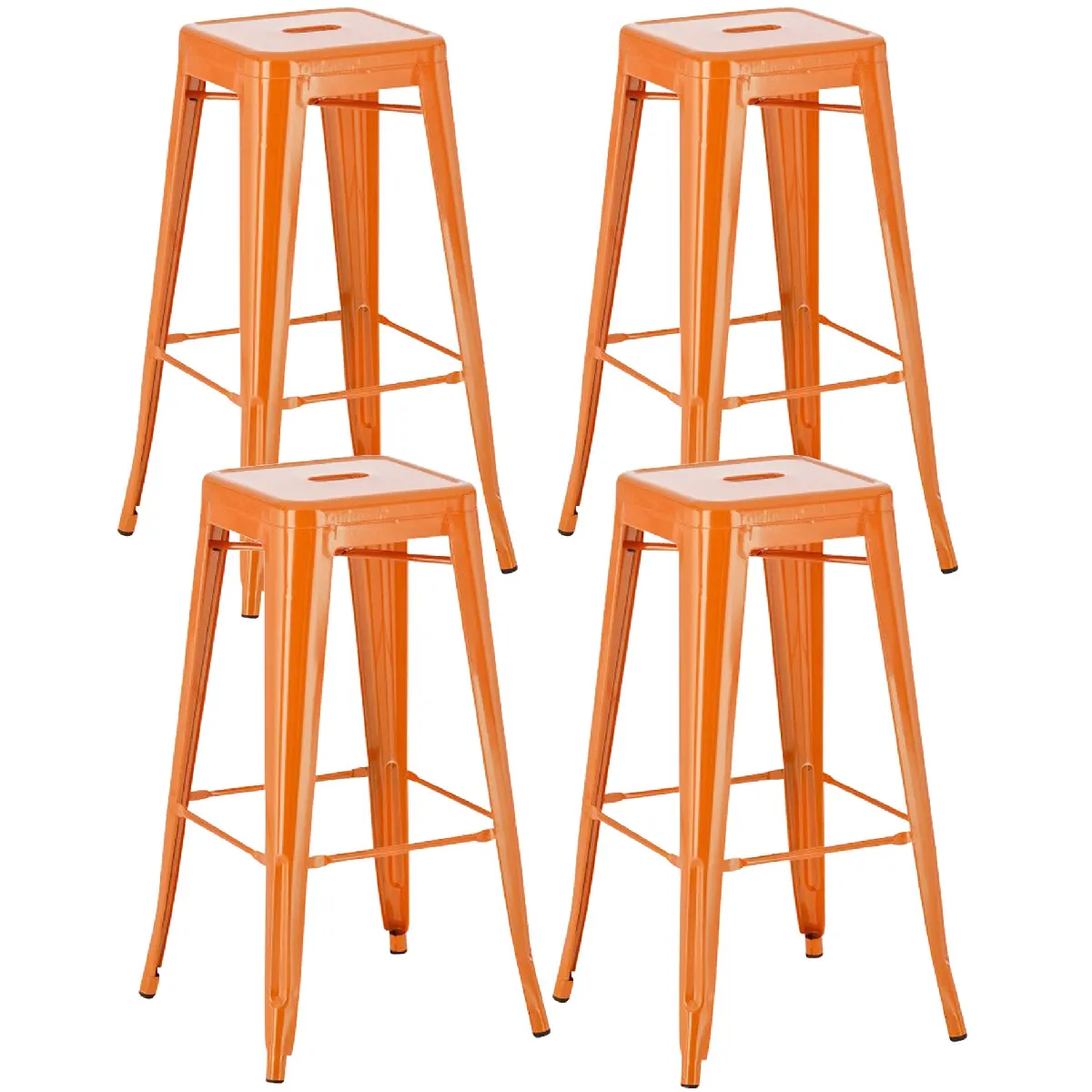 Decoshop26 Lot de 4 tabourets de bar - Orange