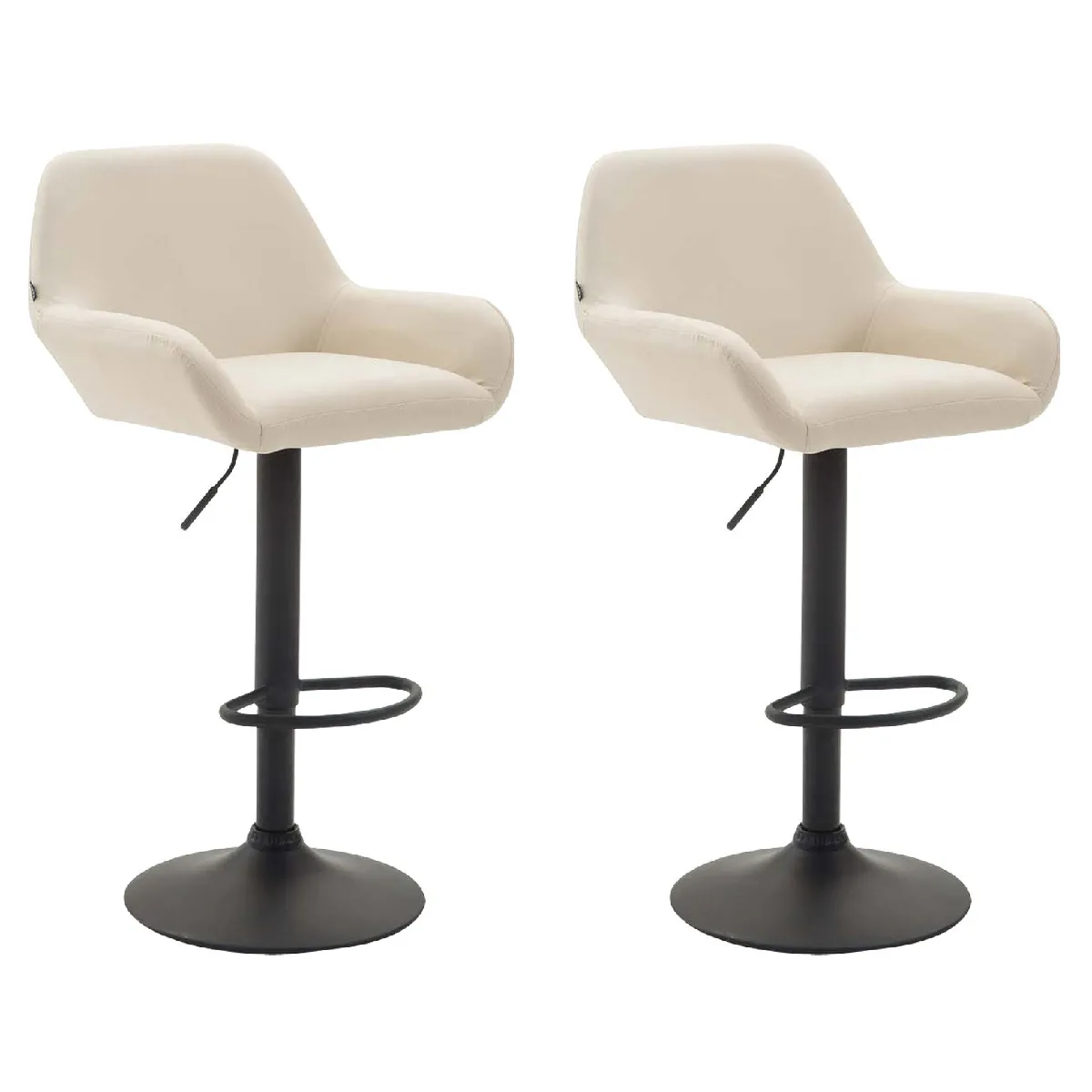 Decoshop26 Lot de 2 tabourets de bar - Crème