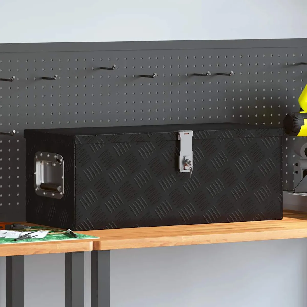 Vidaxl Noir Boîte De Rangement 70X31x27 Cm