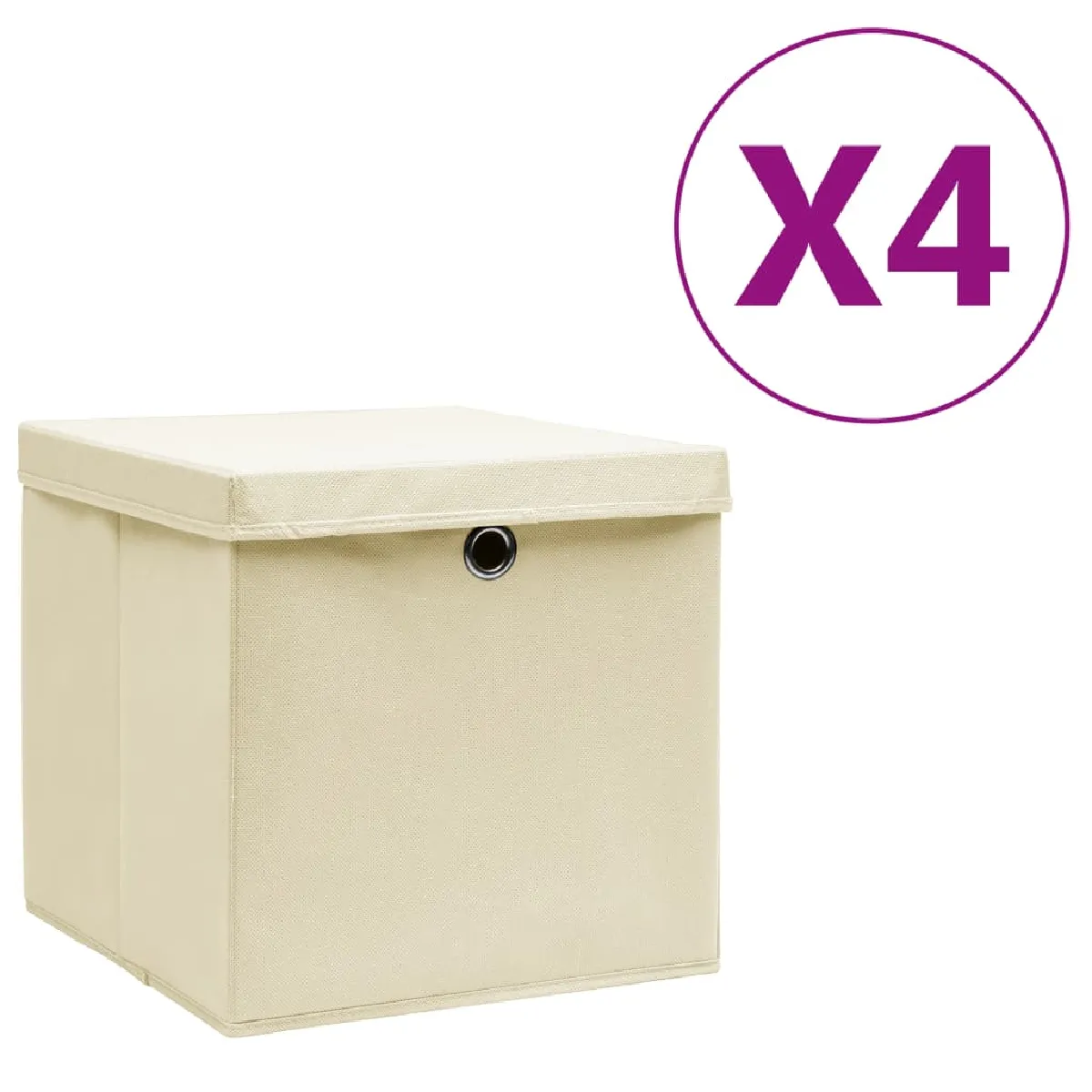 VidaXL Boîtes de rangement avec couvercles Crème - vue 2