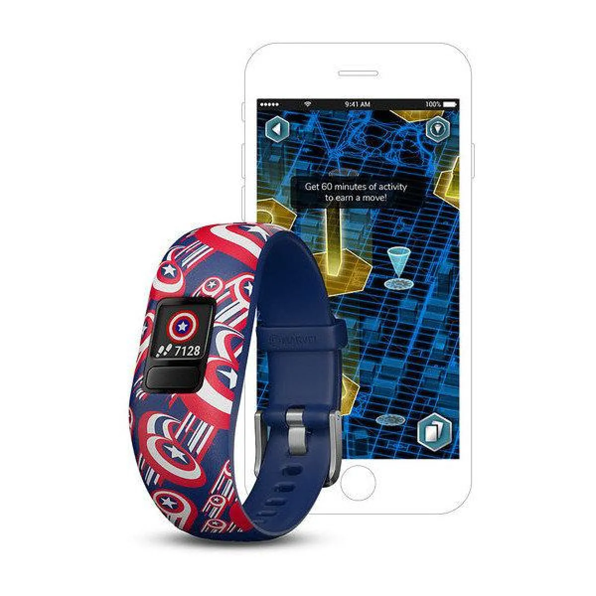 Garmin Vívofit Jr 2 Marvel Captain America Tracker D'activités Avec Bracelet Silicone Taille Du Poignet : 130 175 Mm Bluetooth 17.5 G - vue 2