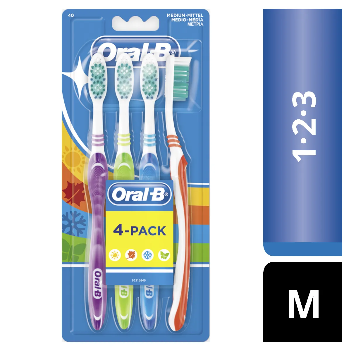 Oral B Shiny Clean 123 Medium X4