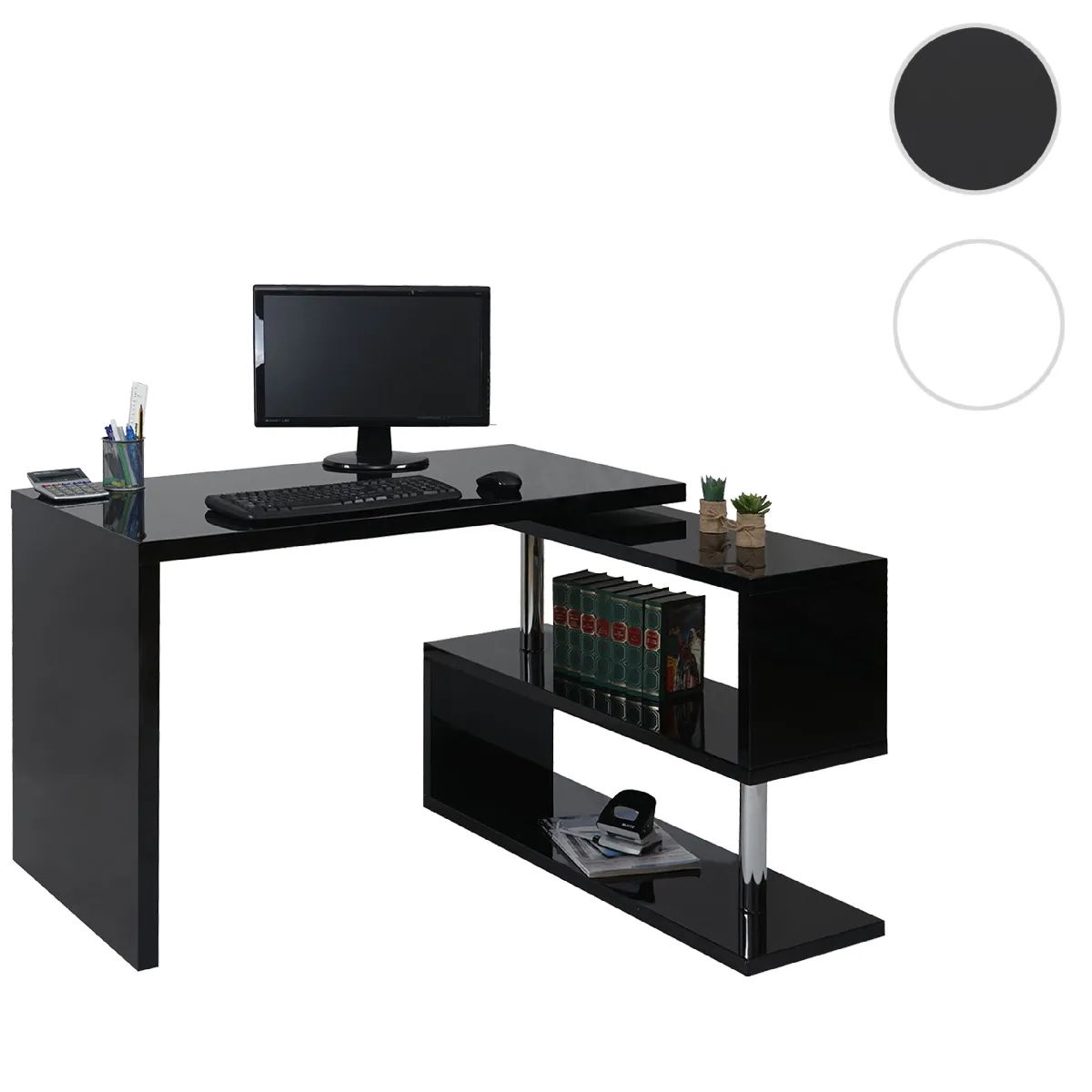 Mendler Bureau d'angle avec retour - Noir
