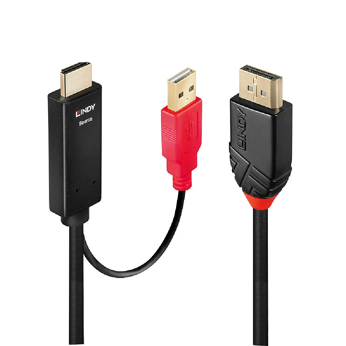 LINDY  41428 DisplayPort HDMI USB Cable - 5 m - Noir Rouge