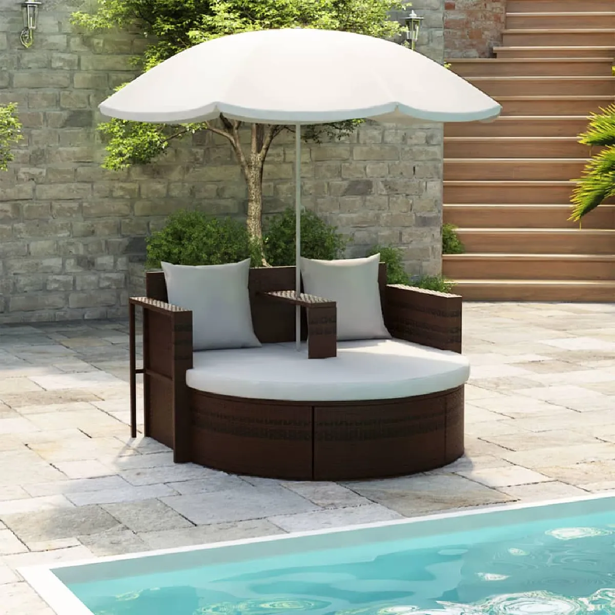 VidaXL Lit de jardin avec Parasol - vue 1