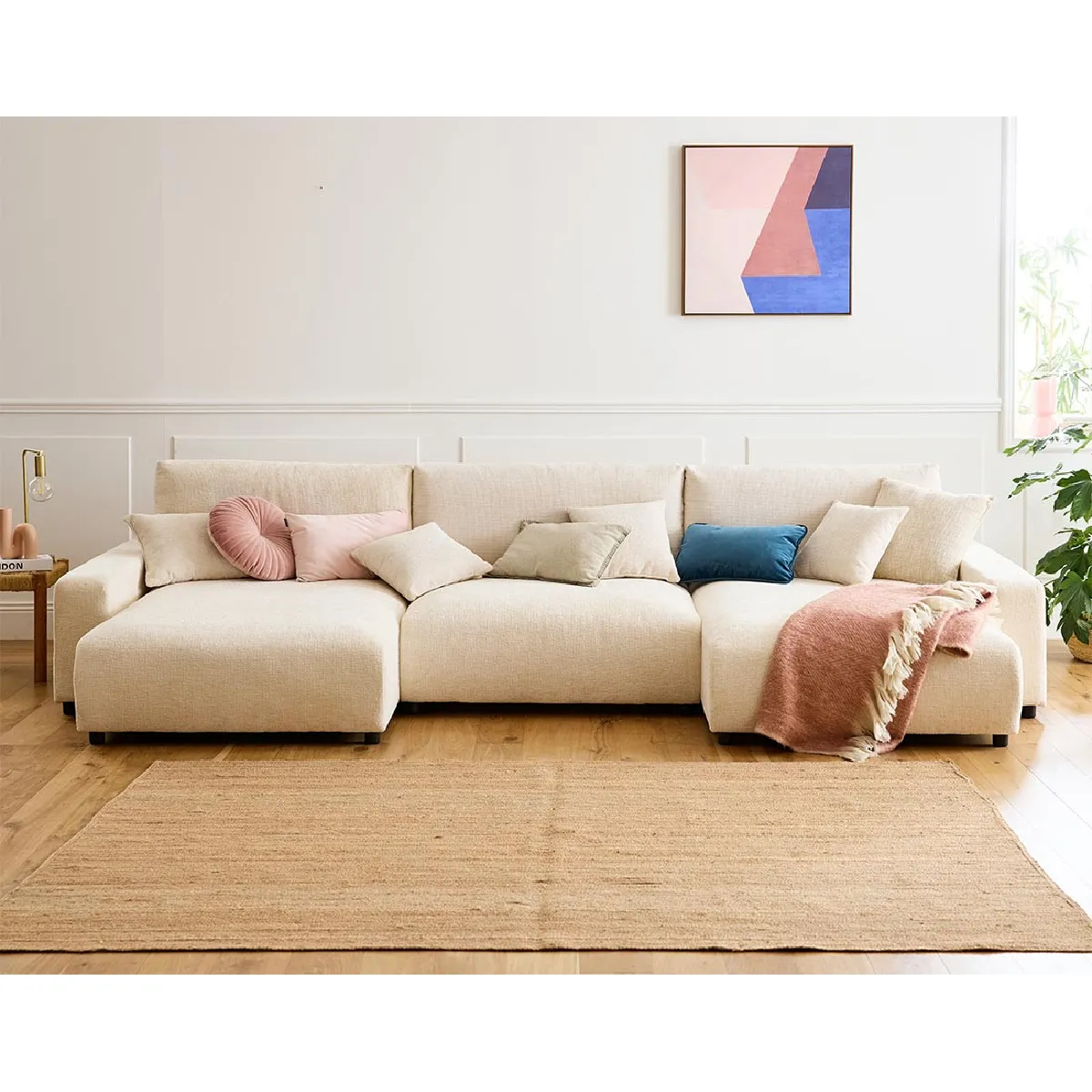 Lisa design canapé panoramique convertible - Beige