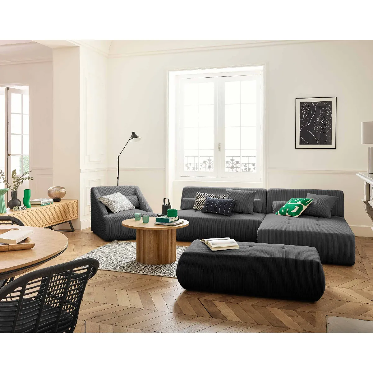 Lisa design Canapé modulable d'angle Onyx - Gris foncé Lisa design Canapé modulable d'angle Onyx - Gris foncé