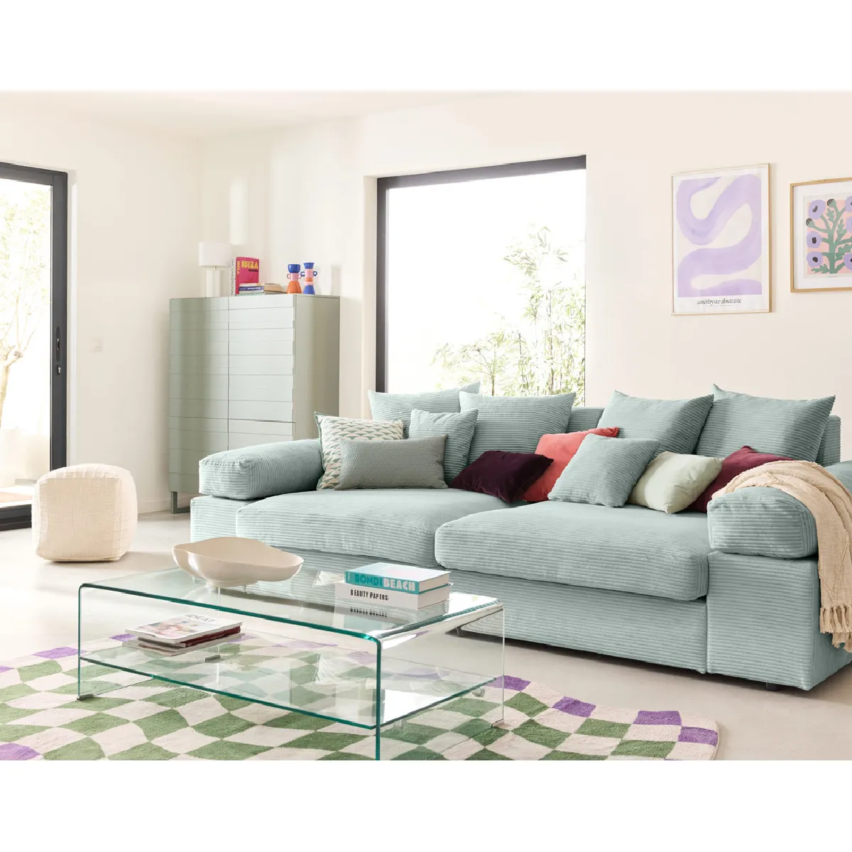 Lisa Design Bleu Canapé Droit Aspen 4 Places