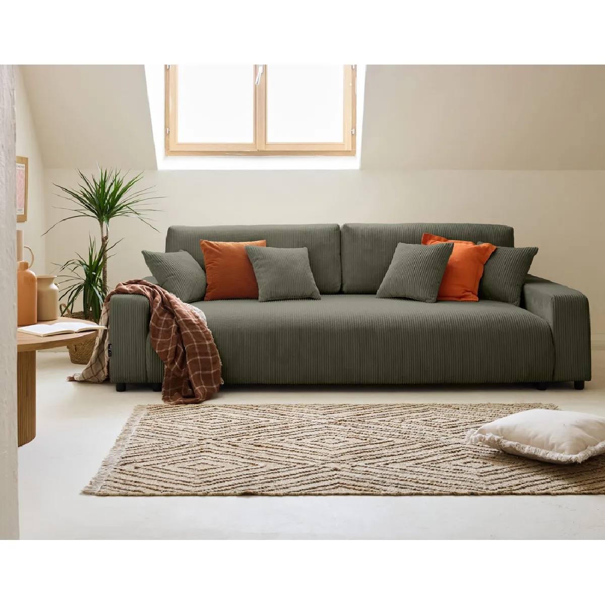 Lisa design Pivoine canapé droit convertible - Vert