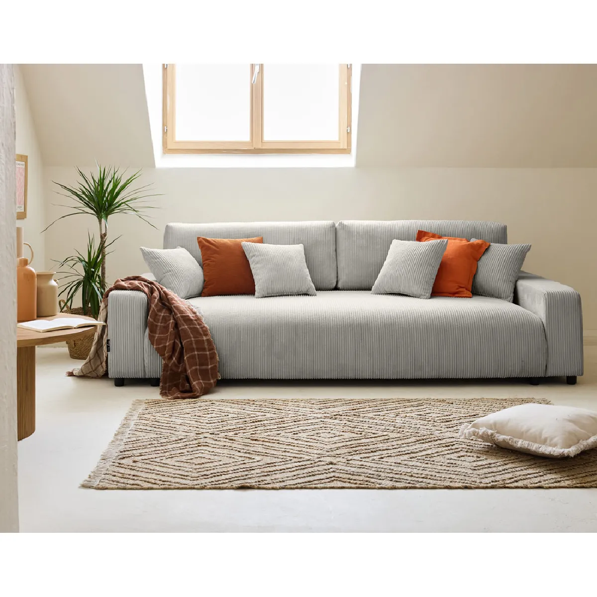 Lisa design Canapé droit convertible 3 places - Gris clair Lisa design Canapé droit convertible 3 places - Gris clair