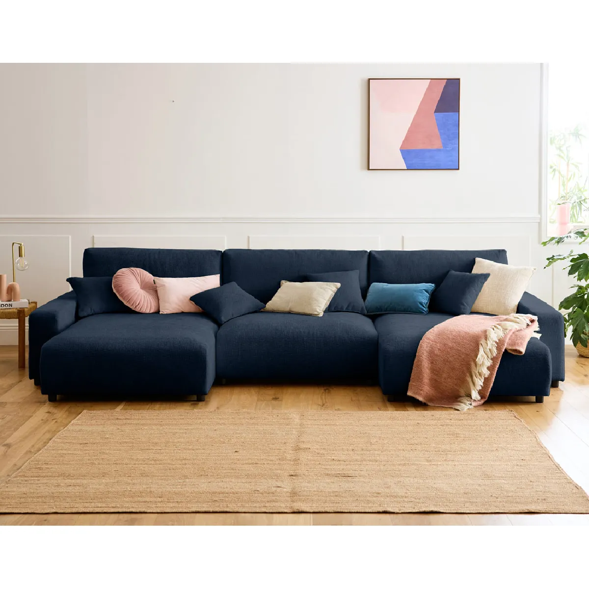 Lisa design canapé panoramique Pivoine - Bleu