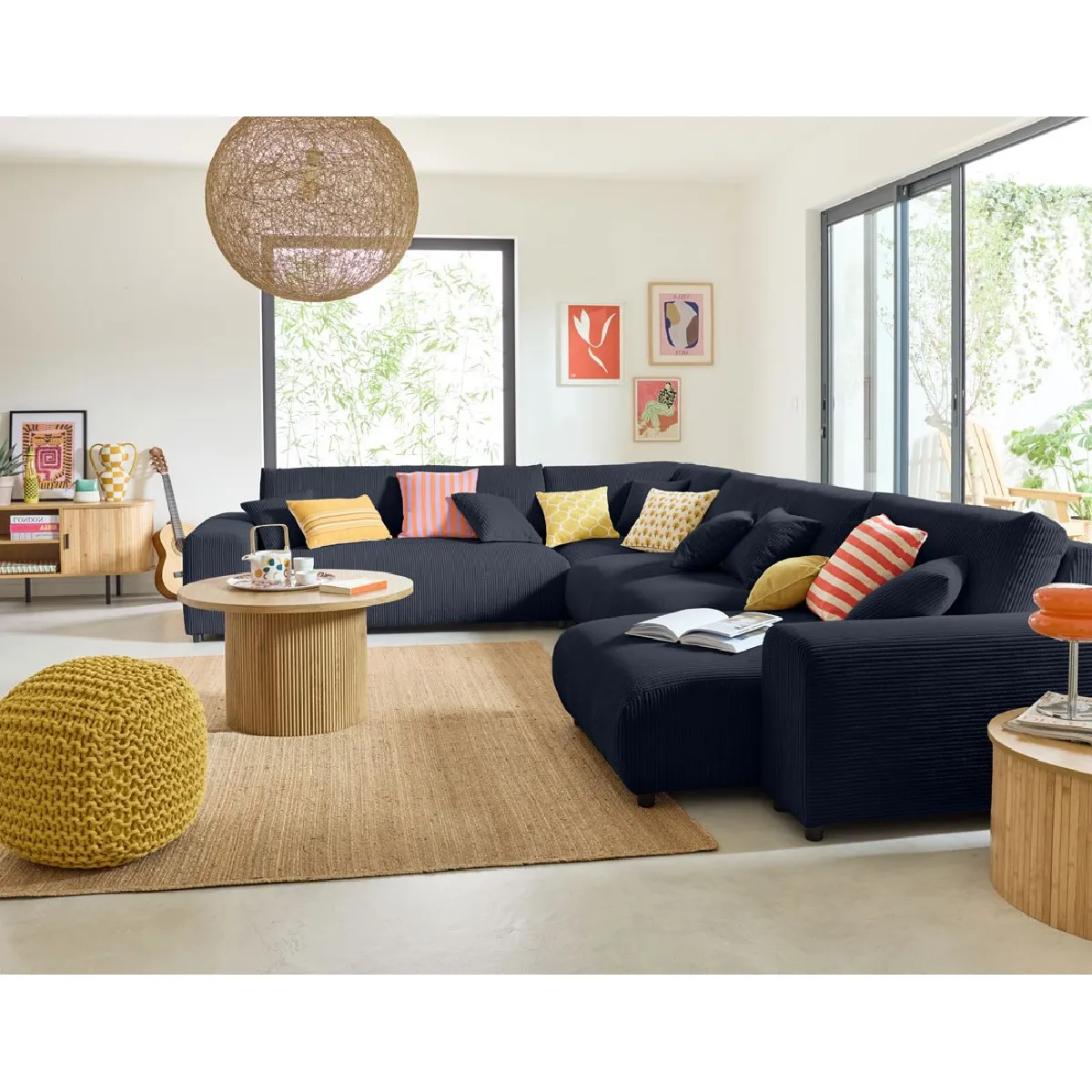 BestMobilier - Canapé d'angle gauche modulable - 8 places - Bleu - Image 2