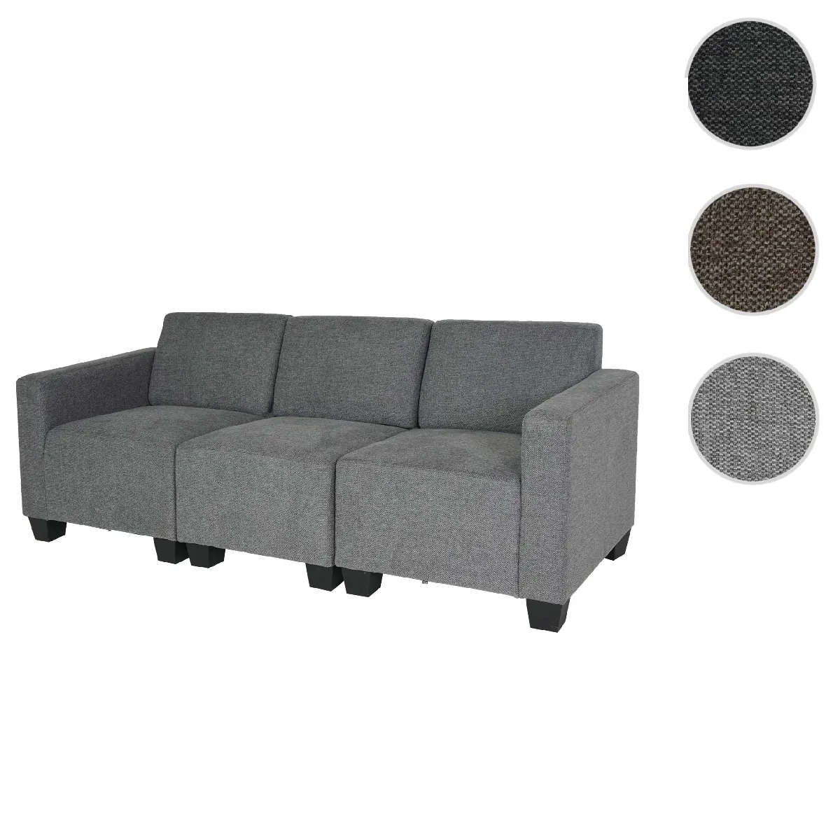 Mendler Gris Canapé Droit Modulaire 3 Places