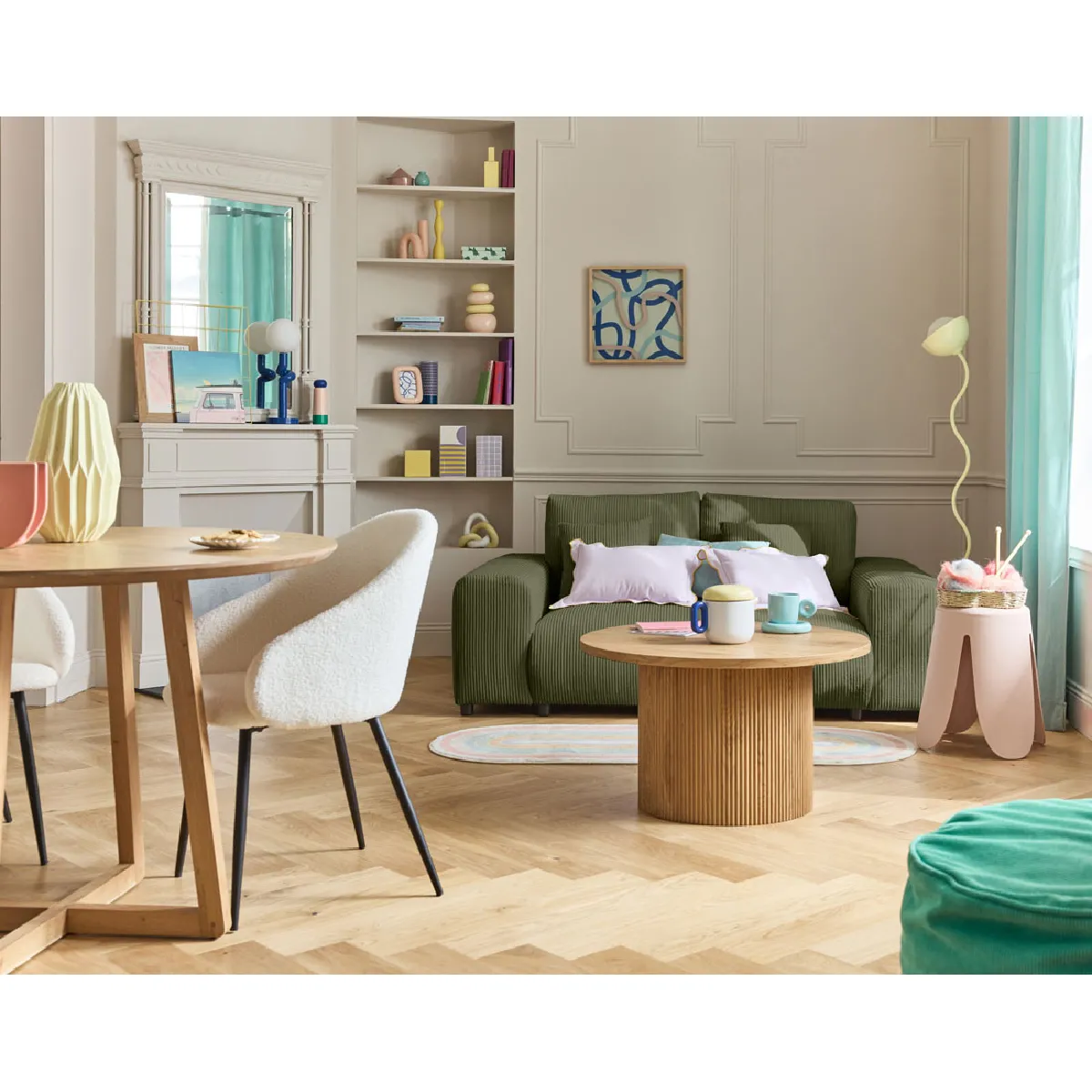 Lisa Design Vert Canapé Droit Velours 2 Places