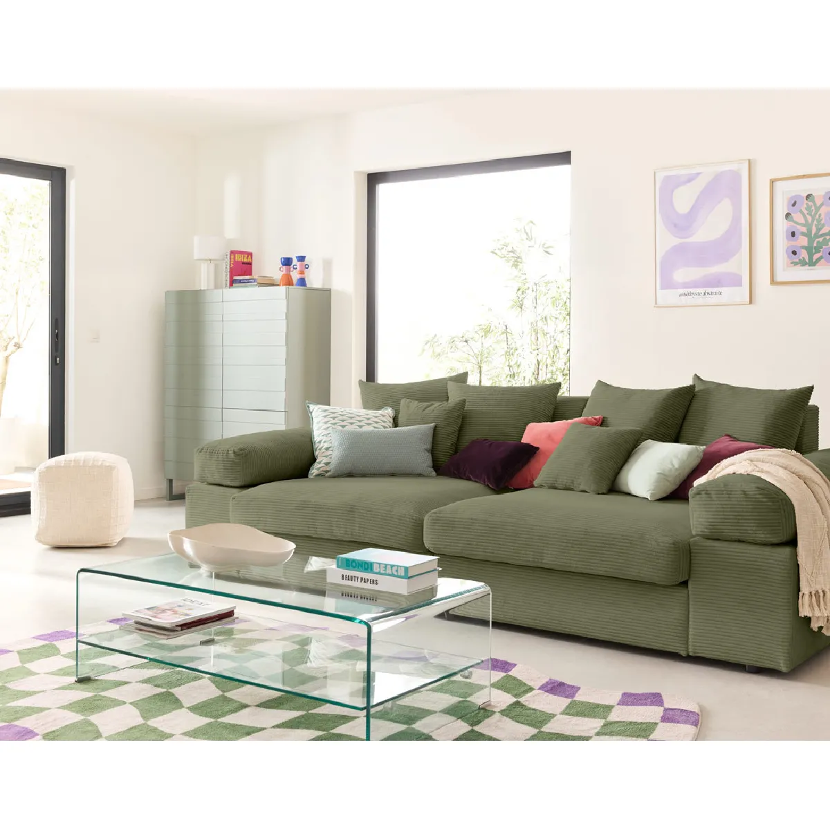 Lisa Design Vert Canapé Droit 4 Places