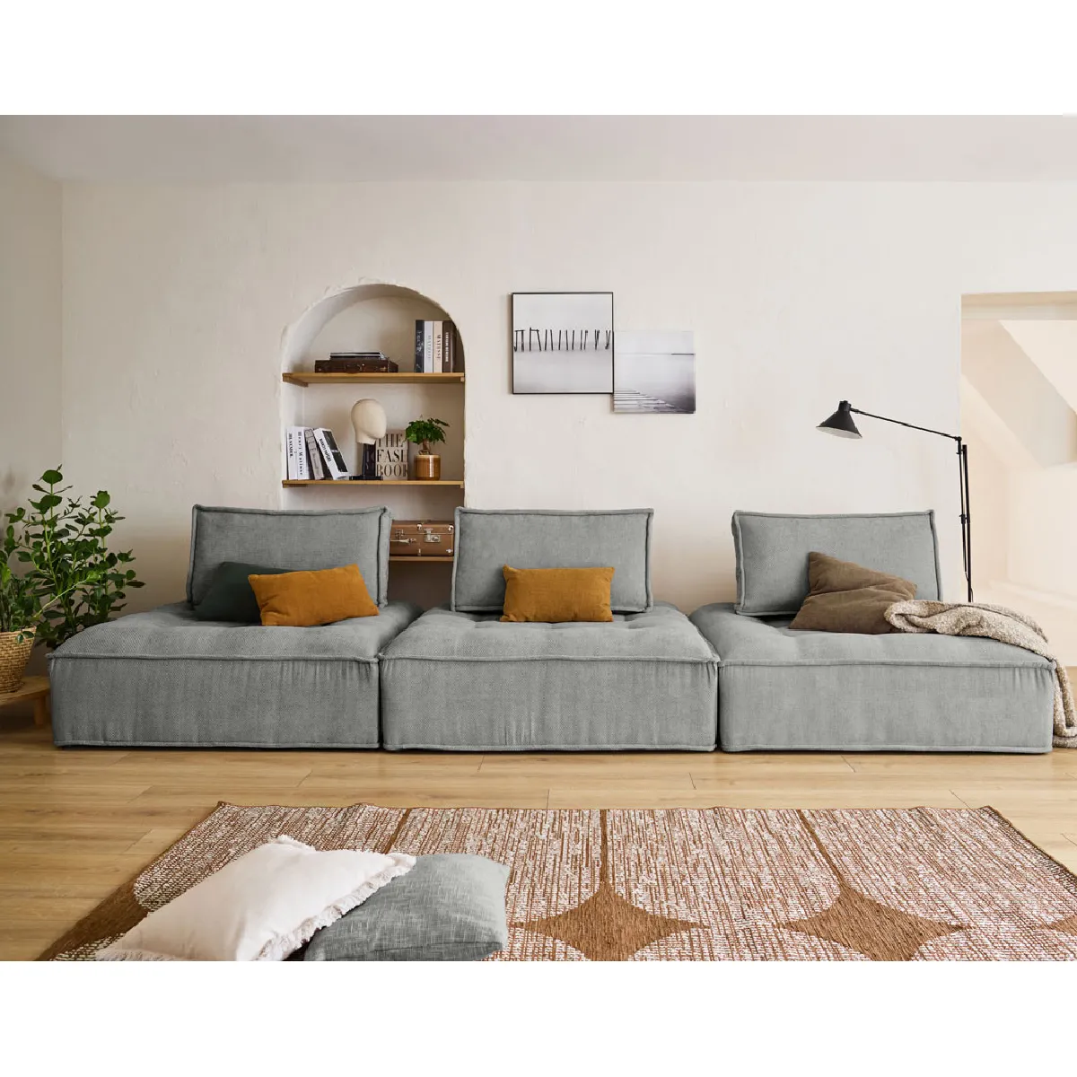 Lisa design Marisol canapé modulable 3 places - Gris Lisa design Marisol canapé modulable 3 places - Gris