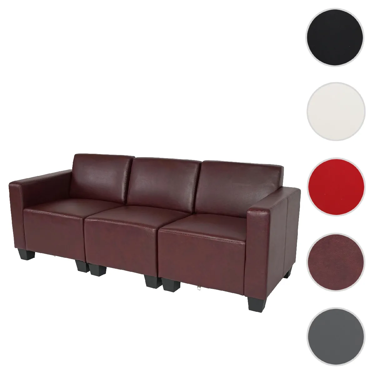 Mendler Rouge Canapé Droit 3 Places