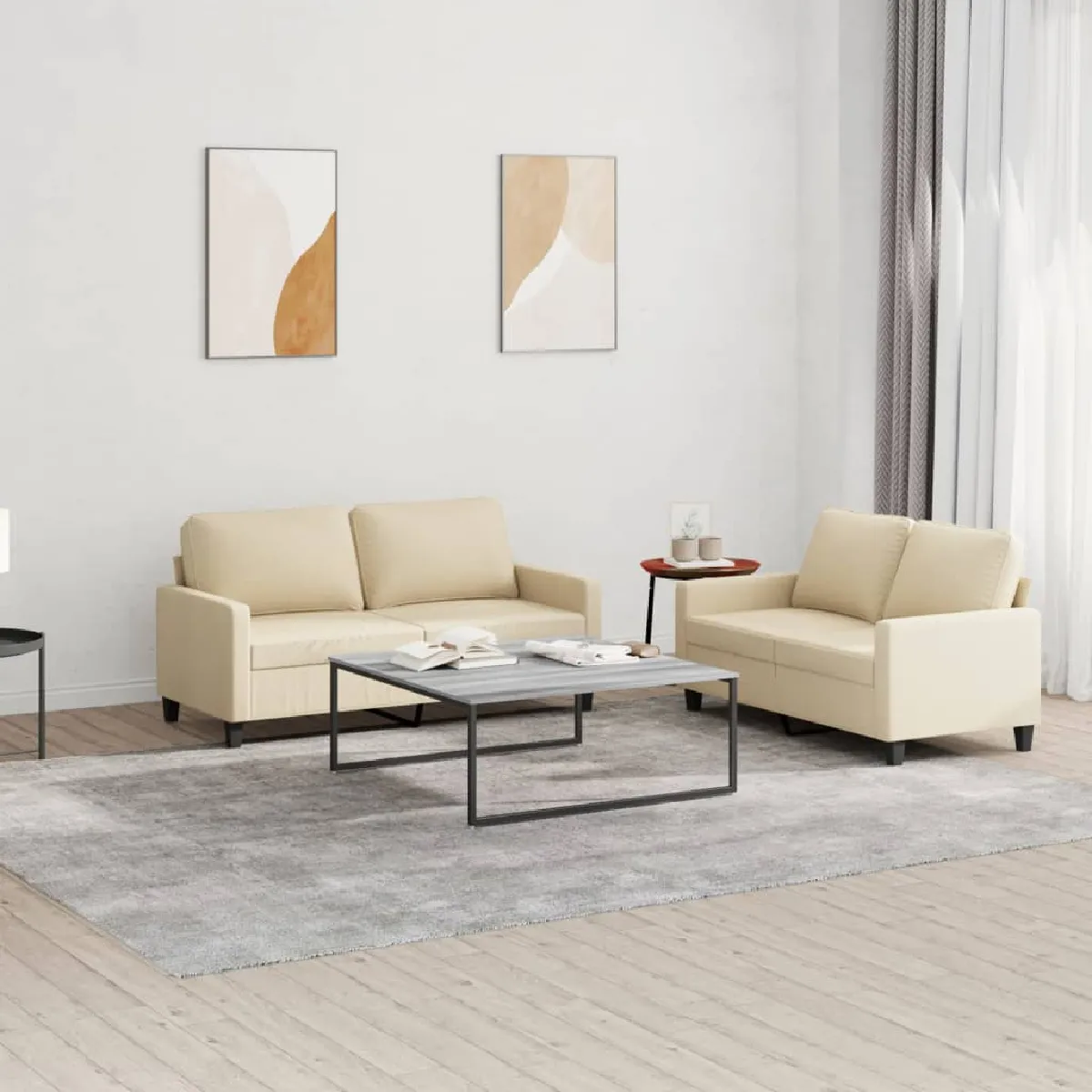 VidaXL Ensemble Canapés 2 pcs Crème - vue 3