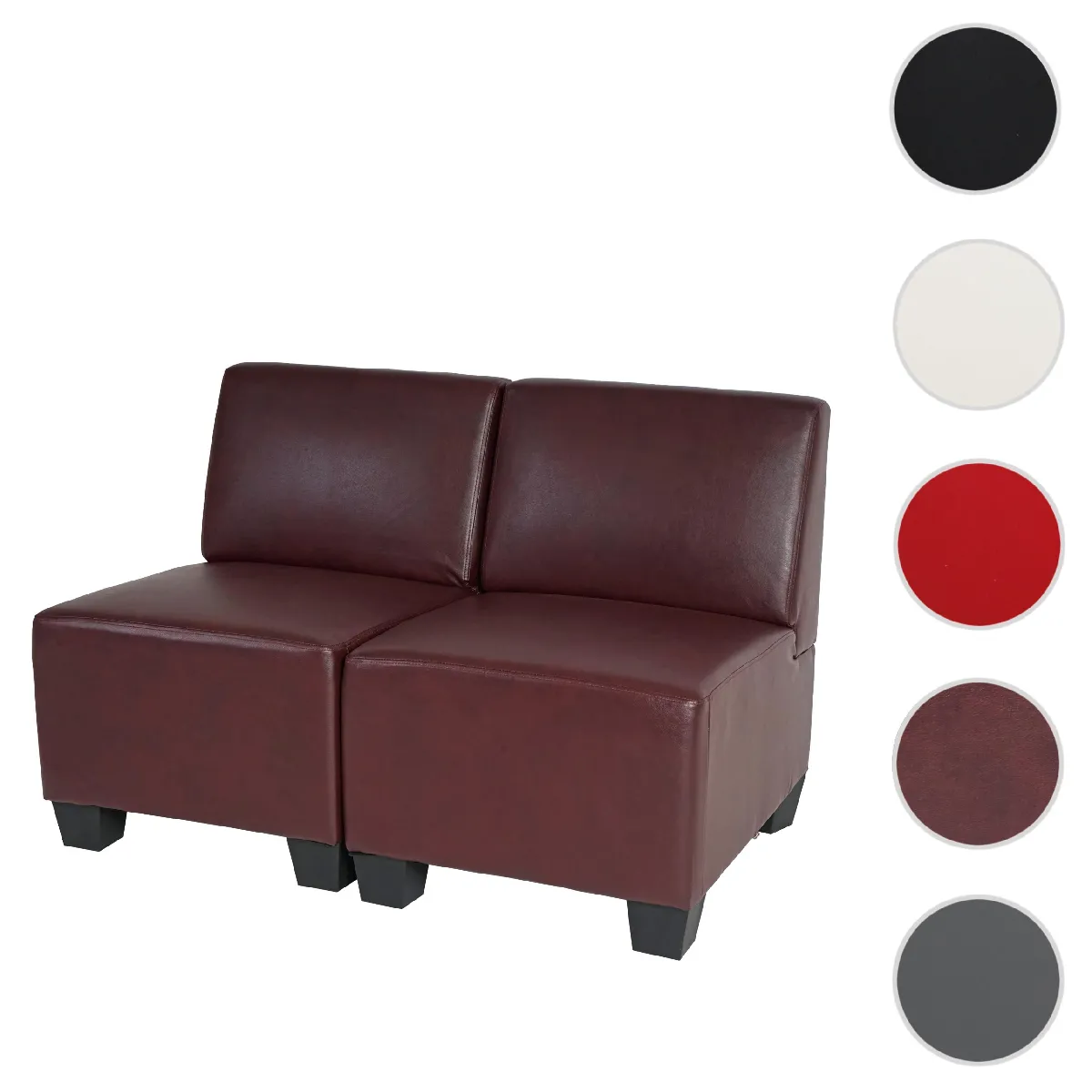 Mendler Canapé modulable 2 places - Rouge brun Mendler Canapé modulable 2 places - Rouge brun