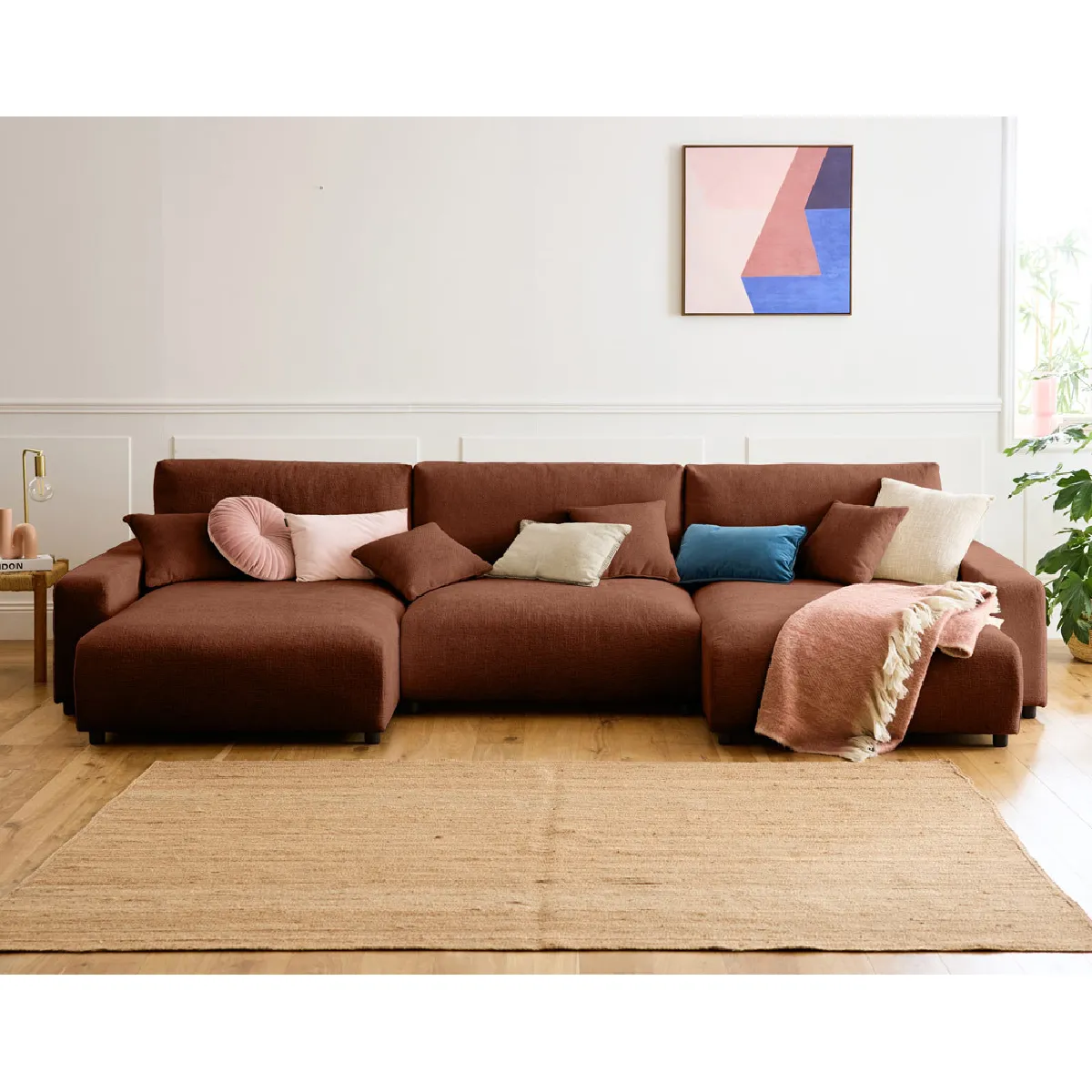 Lisa Design Canapé Panoramique Pivoine - Terracotta