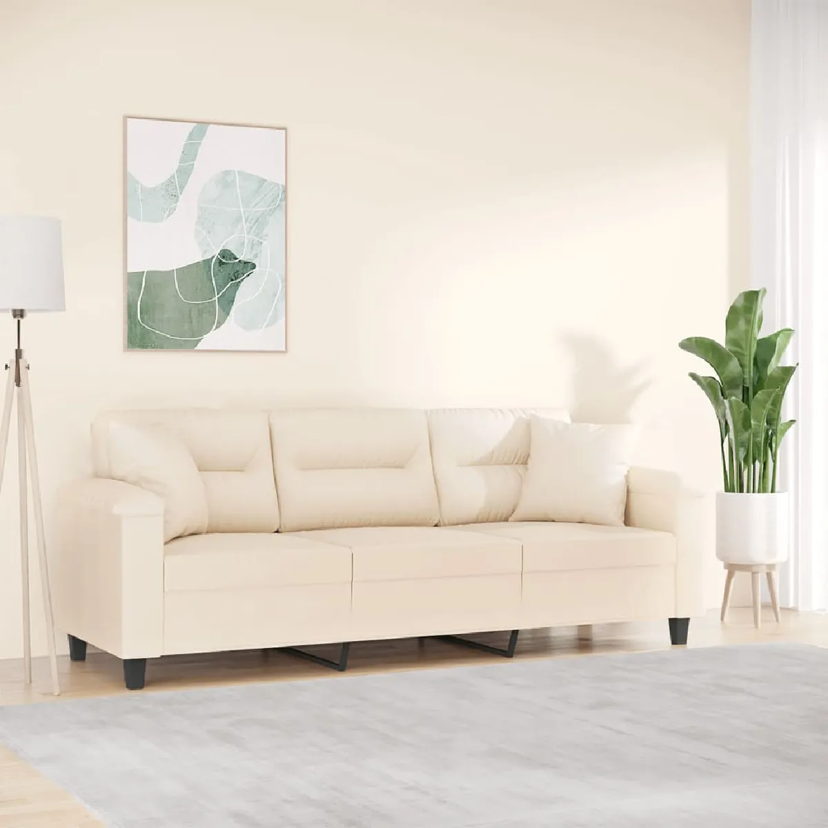 VidaXL Canapé 3 places avec oreillers Microfibre